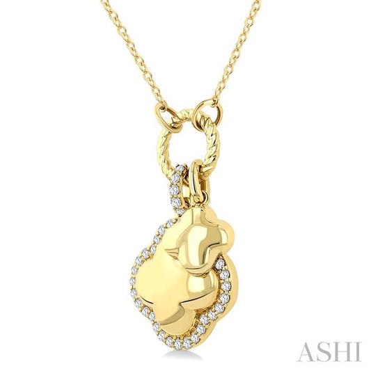 ASHI Clover Charm Diamond Fashion Pendant 938A8PPTGPDYG-CLV