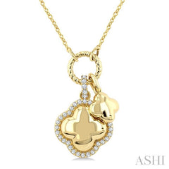 ASHI Clover Charm Diamond Fashion Pendant 938A8PPTGPDYG-CLV