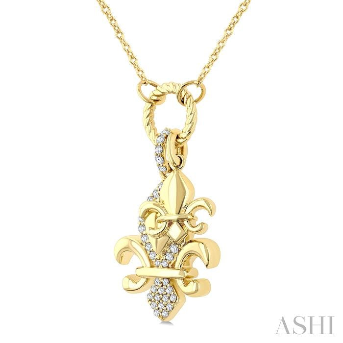 ASHI Fleur De Lis Charm Diamond Fashion Pendant 938A8PPTGPDYG-FDL