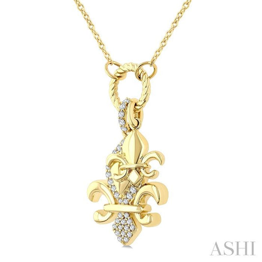 ASHI Fleur De Lis Charm Diamond Fashion Pendant 938A8PPTGPDYG-FDL