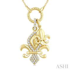 ASHI Fleur De Lis Charm Diamond Fashion Pendant 938A8PPTGPDYG-FDL