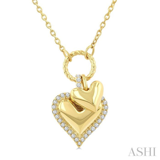 ASHI Heart Charm Diamond Fashion Pendant 938A8PPTGPDYG-HT