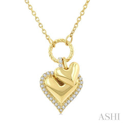 ASHI Heart Charm Diamond Fashion Pendant 938A8PPTGPDYG-HT