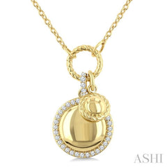 ASHI Circle Charm Diamond Fashion Pendant 938A8PPTGPDYG-RD