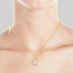 ASHI Pave-Set Heart Shape Paperclip Diamond Fashion Pendant 94063PPFHPDYG