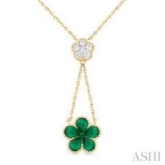 ASHI Blossom Pear Shape Gemstone & Diamond Necklace 940V0PPFGNKEMYG