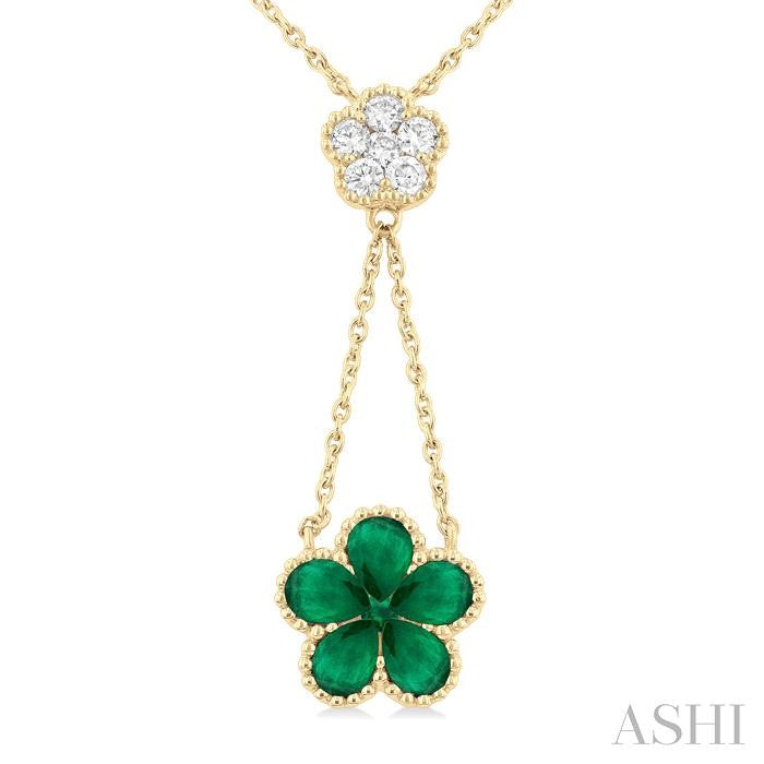ASHI Blossom Pear Shape Gemstone & Diamond Necklace 940V0PPFGNKEMYG