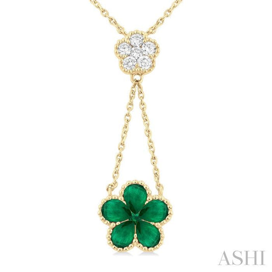 ASHI Blossom Pear Shape Gemstone & Diamond Necklace 940V0PPFGNKEMYG