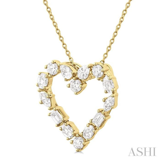 ASHI Heart Mixed Shape Diamond Fashion Pendant 94171PPFHPDYG