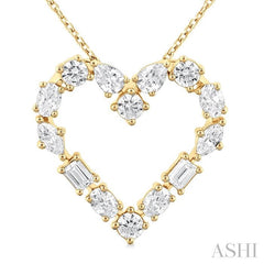 ASHI Heart Mixed Shape Diamond Fashion Pendant 94171PPFHPDYG
