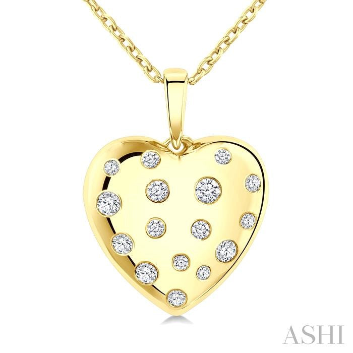 ASHI Puffed Heart Shape Diamond Pendant 94198PPTGPDYG