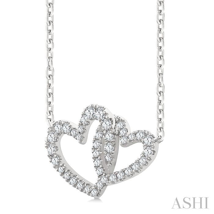 ASHI Double Heart Shape Diamond Fashion Pendant 94216PPTGPDWG