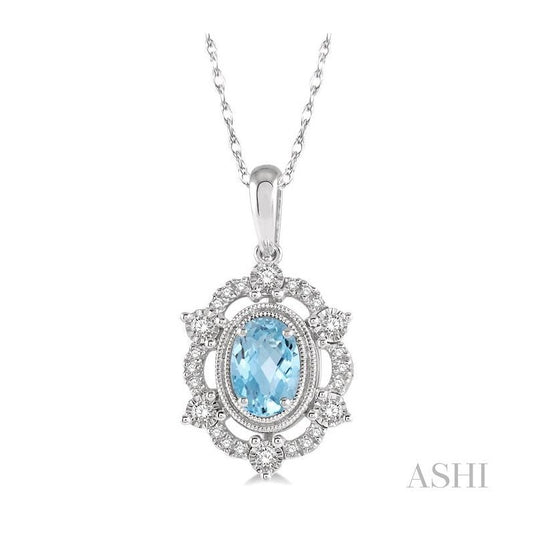 ASHI Oval Shape Gemstone & Diamond Pendant 61258PPTSPDAQWG