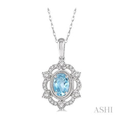 ASHI Oval Shape Gemstone & Diamond Pendant 61258PPTSPDAQWG