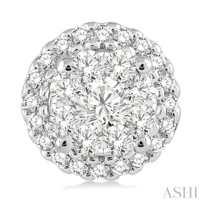 ASHI Round Shape Halo Lovebright Essential Diamond Earrings 94911PPFGERWG