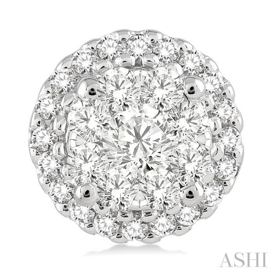 ASHI Round Shape Halo Lovebright Essential Diamond Earrings 94911PPFGERWG