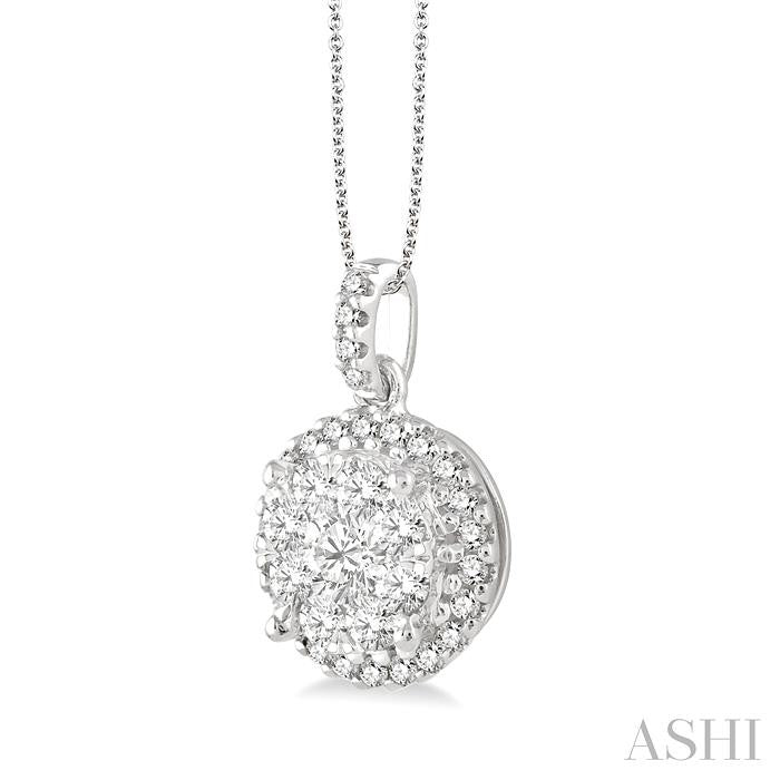 ASHI Round Shape Halo Lovebright Essential Diamond Pendant 94911PPFGPDWG