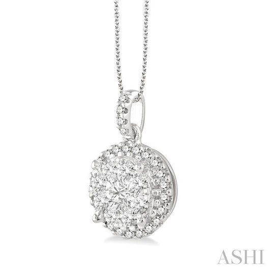 ASHI Round Shape Halo Lovebright Essential Diamond Pendant 94911PPFGPDWG