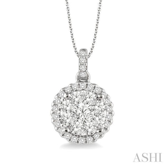 ASHI Round Shape Halo Lovebright Essential Diamond Pendant 94911PPFGPDWG