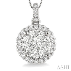 ASHI Round Shape Halo Lovebright Essential Diamond Pendant 94911PPFGPDWG