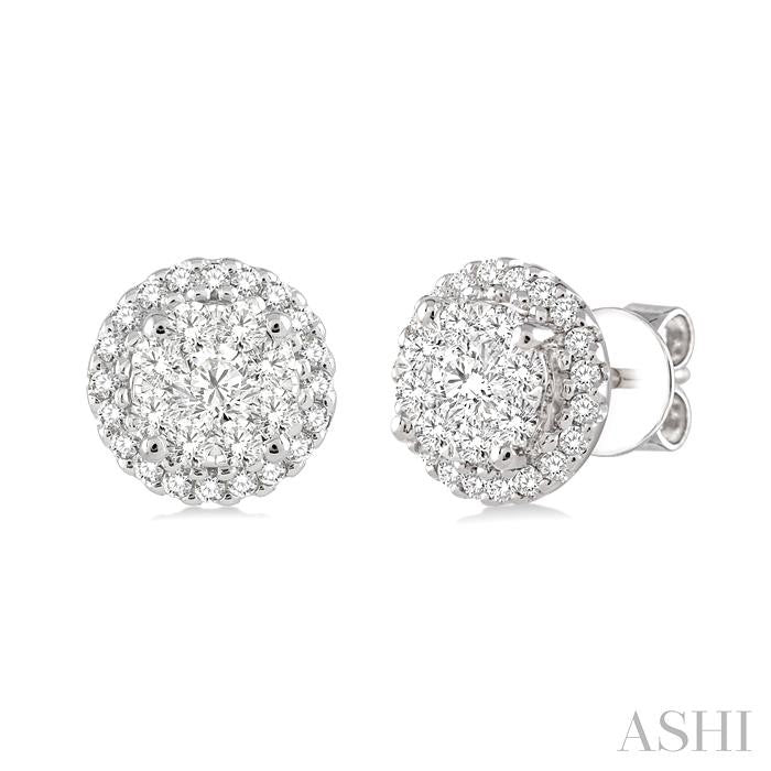 ASHI Round Shape Halo Lovebright Essential Diamond Earrings 94913PPFGERWG