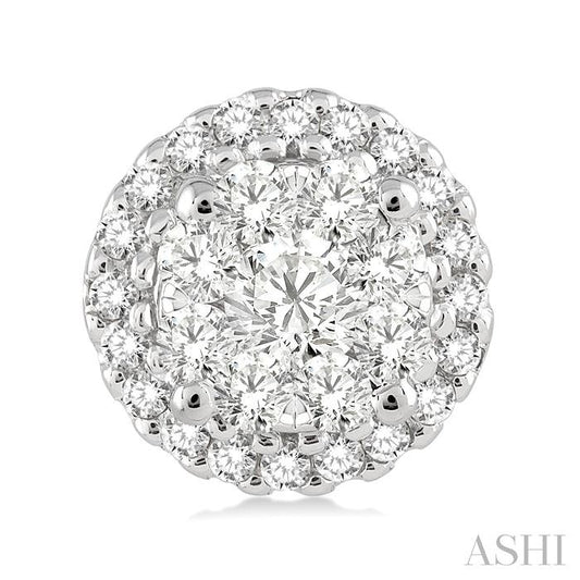 ASHI Round Shape Halo Lovebright Essential Diamond Earrings 94913PPFGERWG