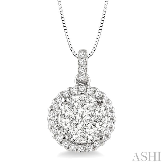 ASHI Round Shape Halo Lovebright Essential Diamond Pendant 94913PPFGPDWG