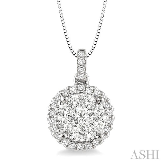 ASHI Round Shape Halo Lovebright Essential Diamond Pendant 94913PPFGPDWG
