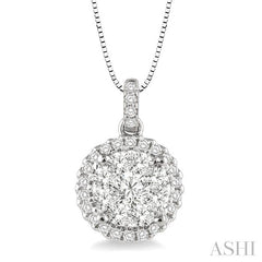 ASHI Round Shape Halo Lovebright Essential Diamond Pendant 94913PPFGPDWG
