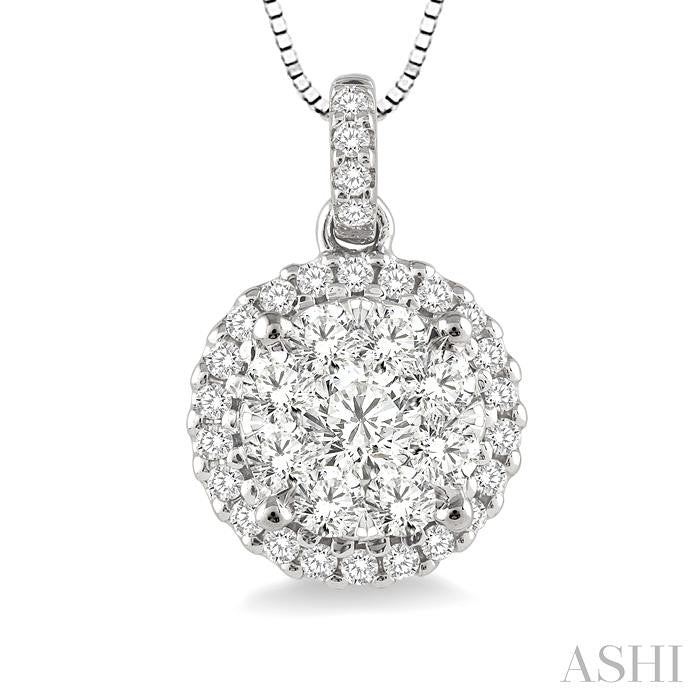 ASHI Round Shape Halo Lovebright Essential Diamond Pendant 94913PPFGPDWG