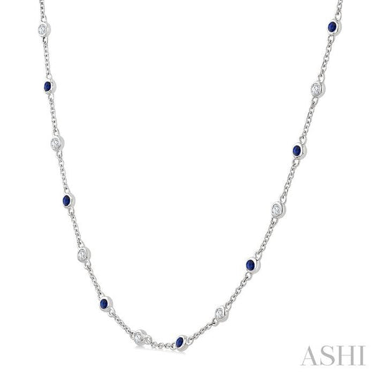 ASHI Gemstone & Diamond Station Necklace 949VHPPFGNKSPWG
