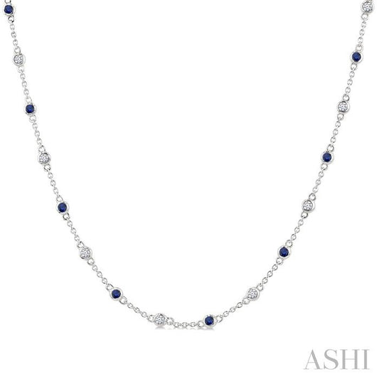 ASHI Gemstone & Diamond Station Necklace 949VHPPFGNKSPWG
