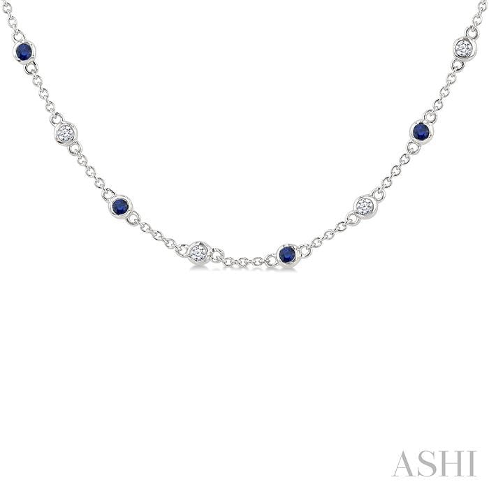 ASHI Gemstone & Diamond Station Necklace 949VHPPFGNKSPWG