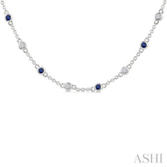 ASHI Gemstone & Diamond Station Necklace 949VHPPFGNKSPWG