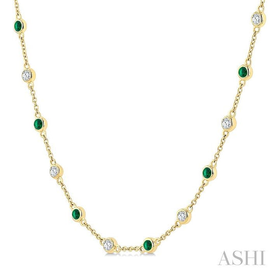ASHI Gemstone & Diamond Station Necklace 949VVPPFGNKEMYG