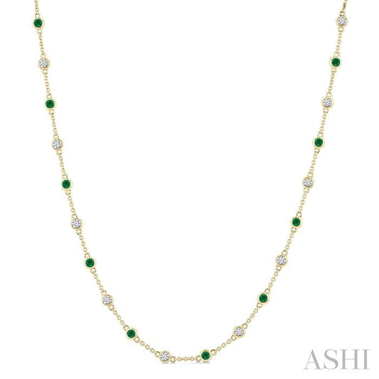 ASHI Gemstone & Diamond Station Necklace 949VVPPFGNKEMYG