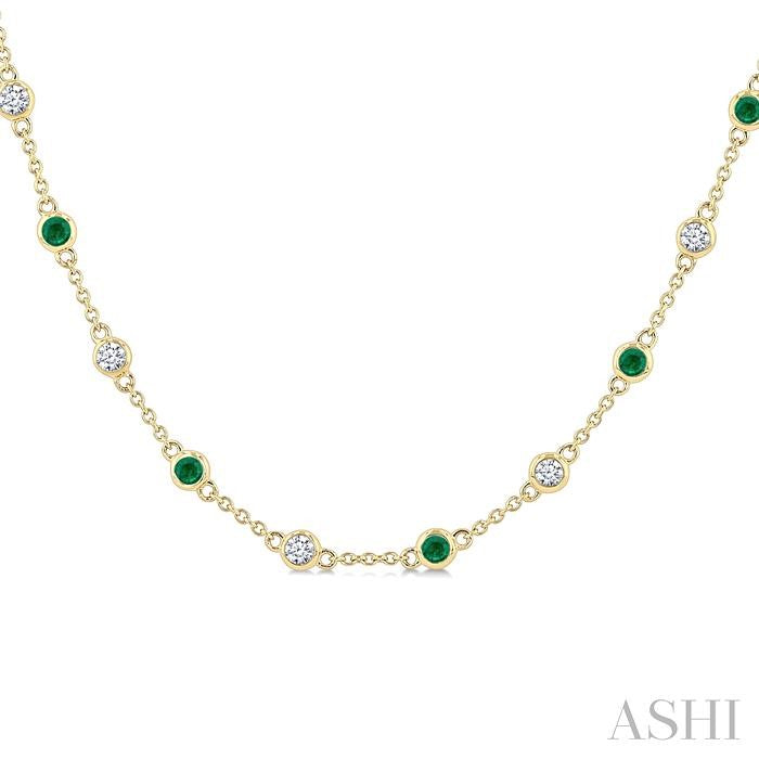 ASHI Gemstone & Diamond Station Necklace 949VVPPFGNKEMYG