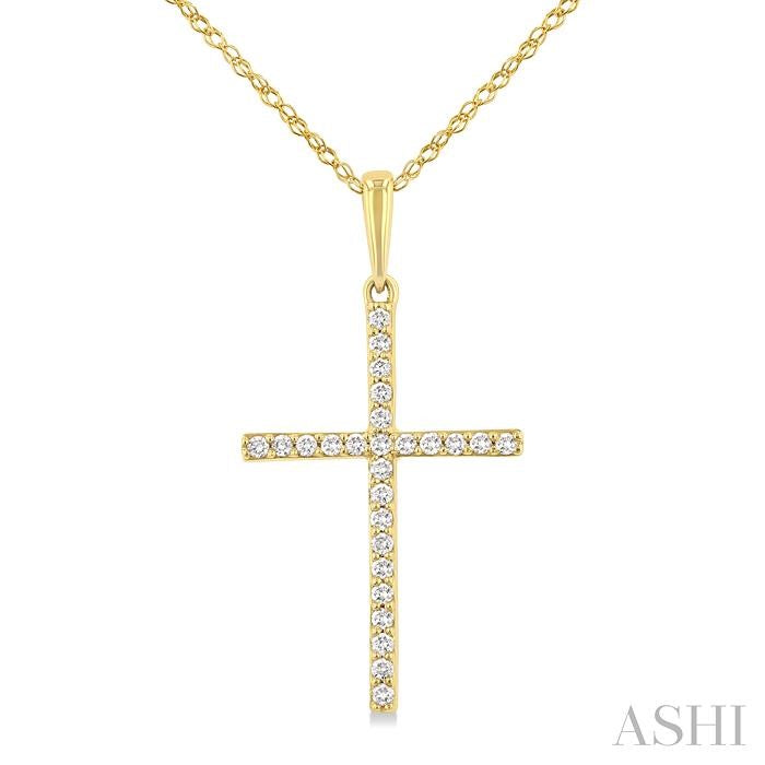 ASHI Cross Petite Diamond Fashion Pendant 950D8PPTGPDYG
