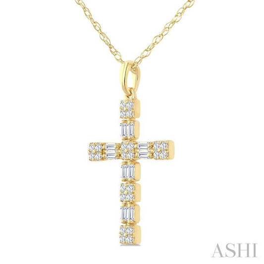 ASHI Cross Diamond Fashion Pendant 950E5PPFGPDYG