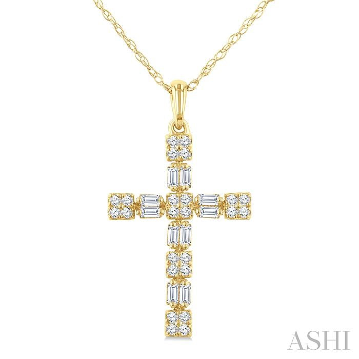 ASHI Cross Diamond Fashion Pendant 950E5PPFGPDYG