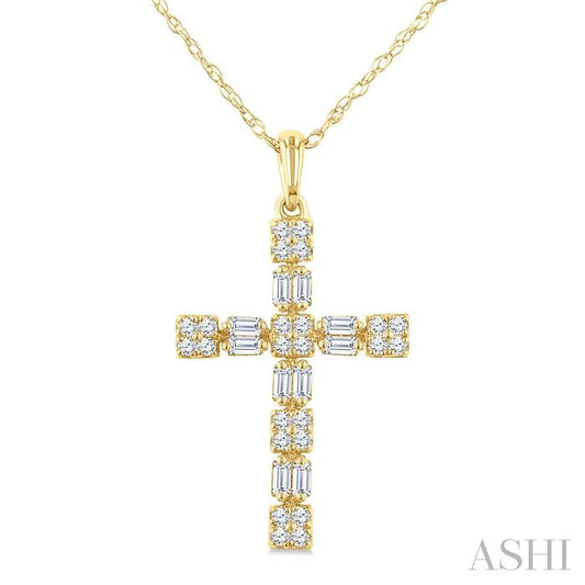 ASHI Cross Diamond Fashion Pendant 950E5PPFGPDYG
