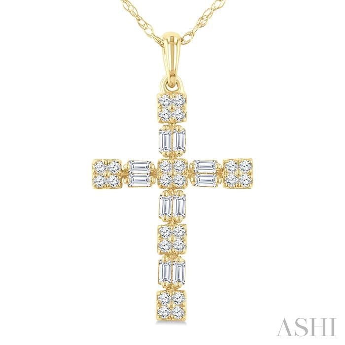 ASHI Cross Diamond Fashion Pendant 950E5PPFGPDYG