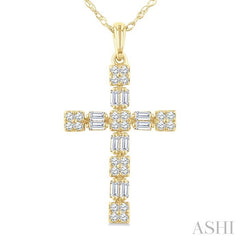 ASHI Cross Diamond Fashion Pendant 950E5PPFGPDYG