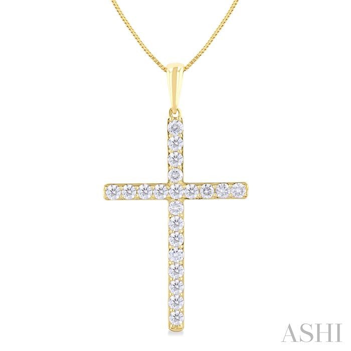 ASHI Cross Diamond Fashion Pendant 951C3PPFGPDYG