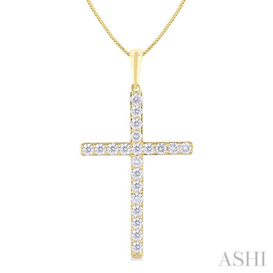 ASHI Cross Diamond Fashion Pendant 951C3PPFGPDYG