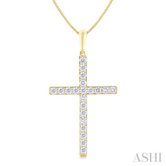 ASHI Cross Diamond Fashion Pendant 951C3PPFGPDYG