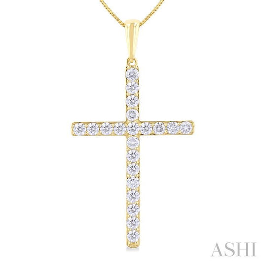 ASHI Cross Diamond Fashion Pendant 951C3PPFGPDYG