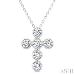 ASHI 6 Stone Bezel Cross Diamond Fashion Pendant 952C1PPFGPDWG