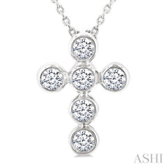 ASHI 6 Stone Bezel Cross Diamond Fashion Pendant 952C6PPFGPDWG