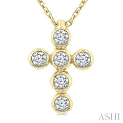 ASHI 6 Stone Bezel Cross Diamond Fashion Pendant 952C8PPFGPDYG